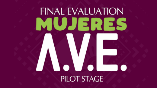 PURPLE BACKGROUND WITH THE TITTLE OF AN EVALUATION DOCUMENT RELATED TO THE FINAL EVALUATION OF THE MUJERES AVE (WEAVE) PROJECT PILOT STAGE, OF SIKANDA NONPROFIT.